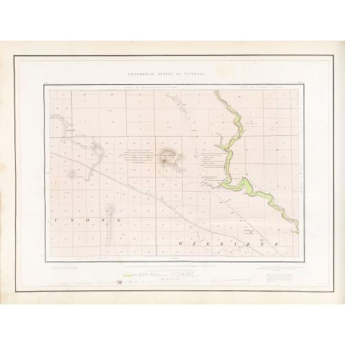 Rare, antique map of  Geological Survey of Victoria.