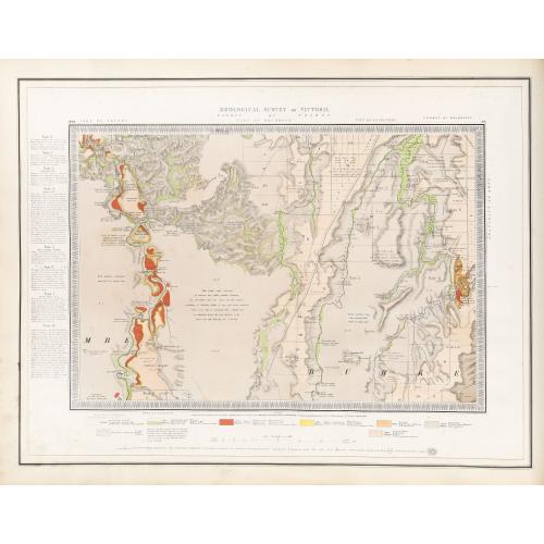 Rare, antique map of  Geological Survey of Victoria.