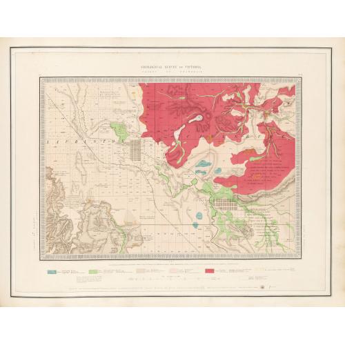 Rare, antique map of  Geological Survey of Victoria.