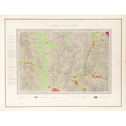 Rare, antique map of  Geological Survey of Victoria.