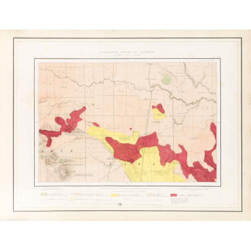 Rare, antique map of  Geological Survey of Victoria.