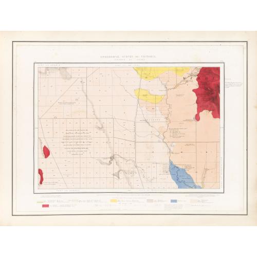 Rare, antique map of  Geological Survey of Victoria.