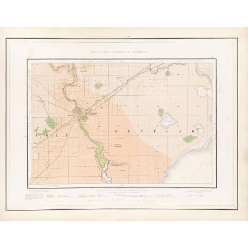 Rare, antique map of  Geological Survey of Victoria.