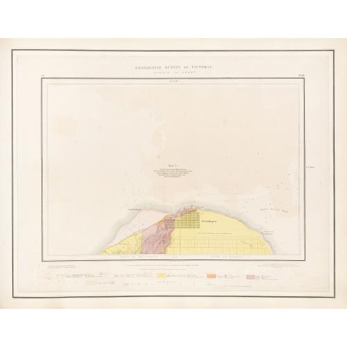 Rare, antique map of  Geological Survey of Victoria.