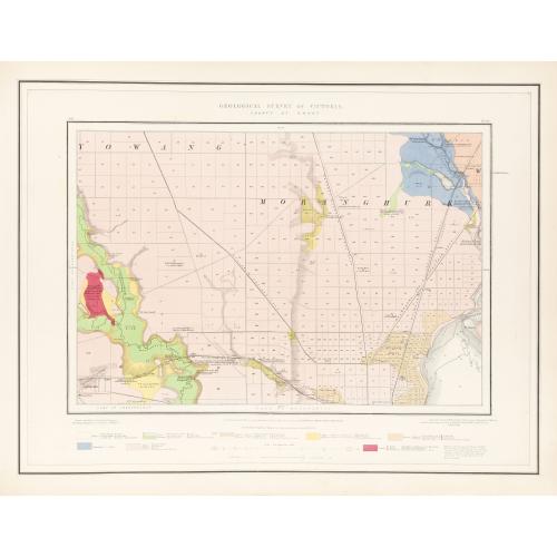 Rare, antique map of  Geological Survey of Victoria.