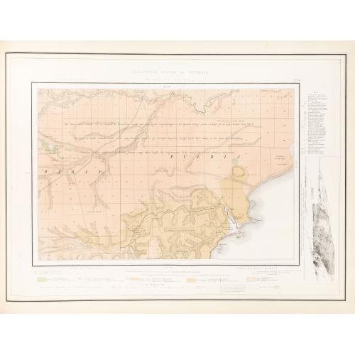 Rare, antique map of  Geological Survey of Victoria.