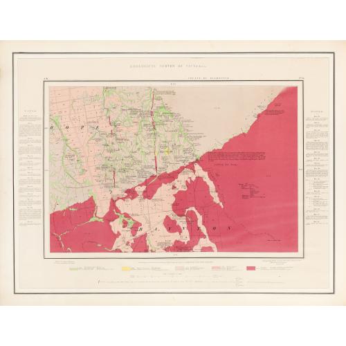 Rare, antique map of  Geological Survey of Victoria.