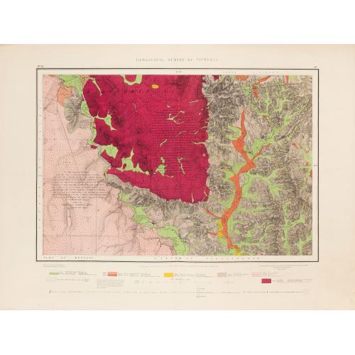 Rare, antique map of  Geological Survey of Victoria.