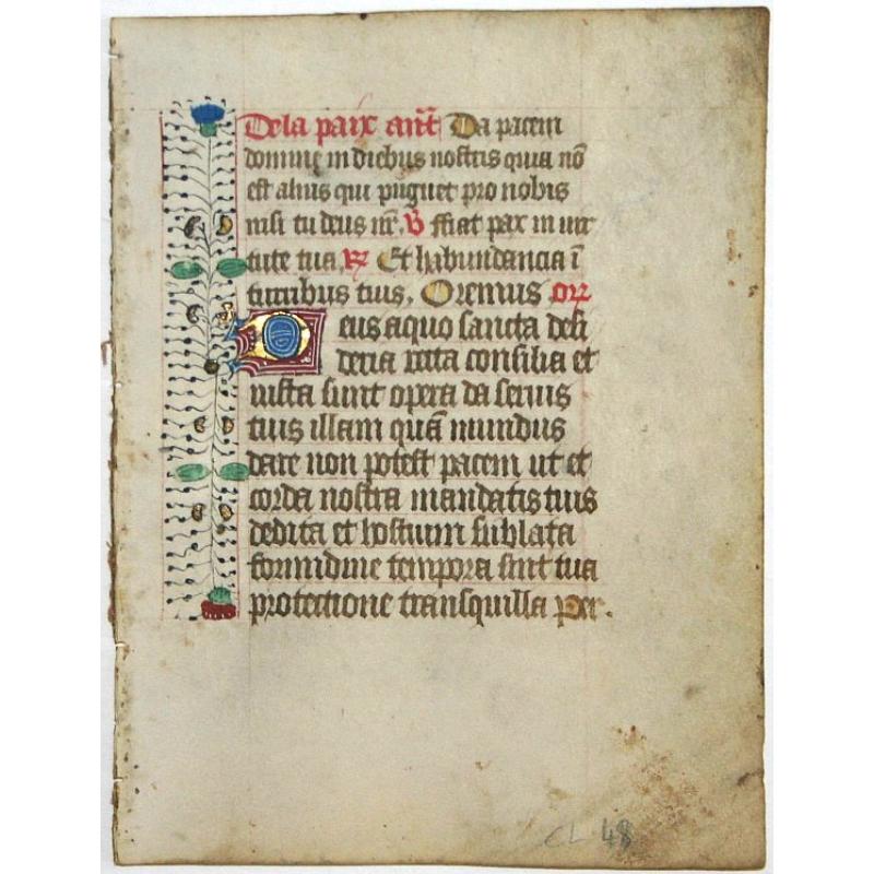 Leaf on vellum from a manuscript Book of Hours.