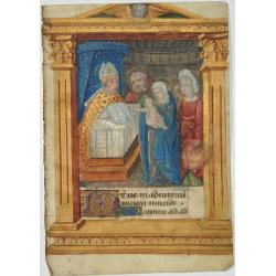 Miniature on vellum from a Belgium manuscript Book of Hours.