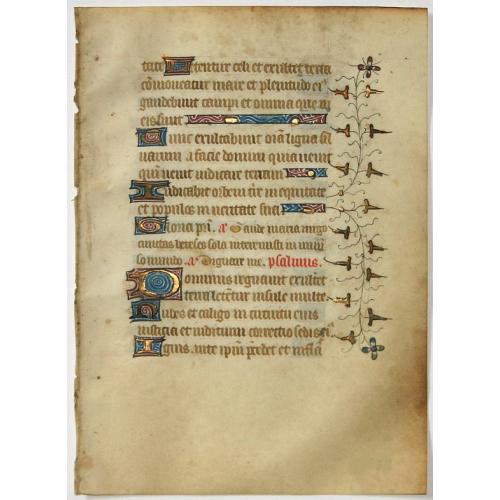 Old map image download for Leaf on vellum from a French manuscript Book of Hours.