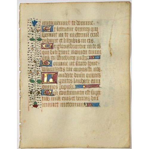 Old map image download for Leaf on vellum from a manuscript Book of Hours.