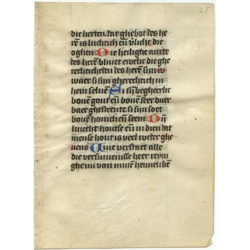 Leaf on vellum from a Dutch manuscript Book of Hours.