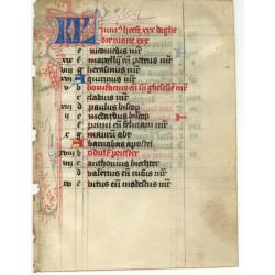 Leaf on vellum from a Dutch manuscript Book of Hours.