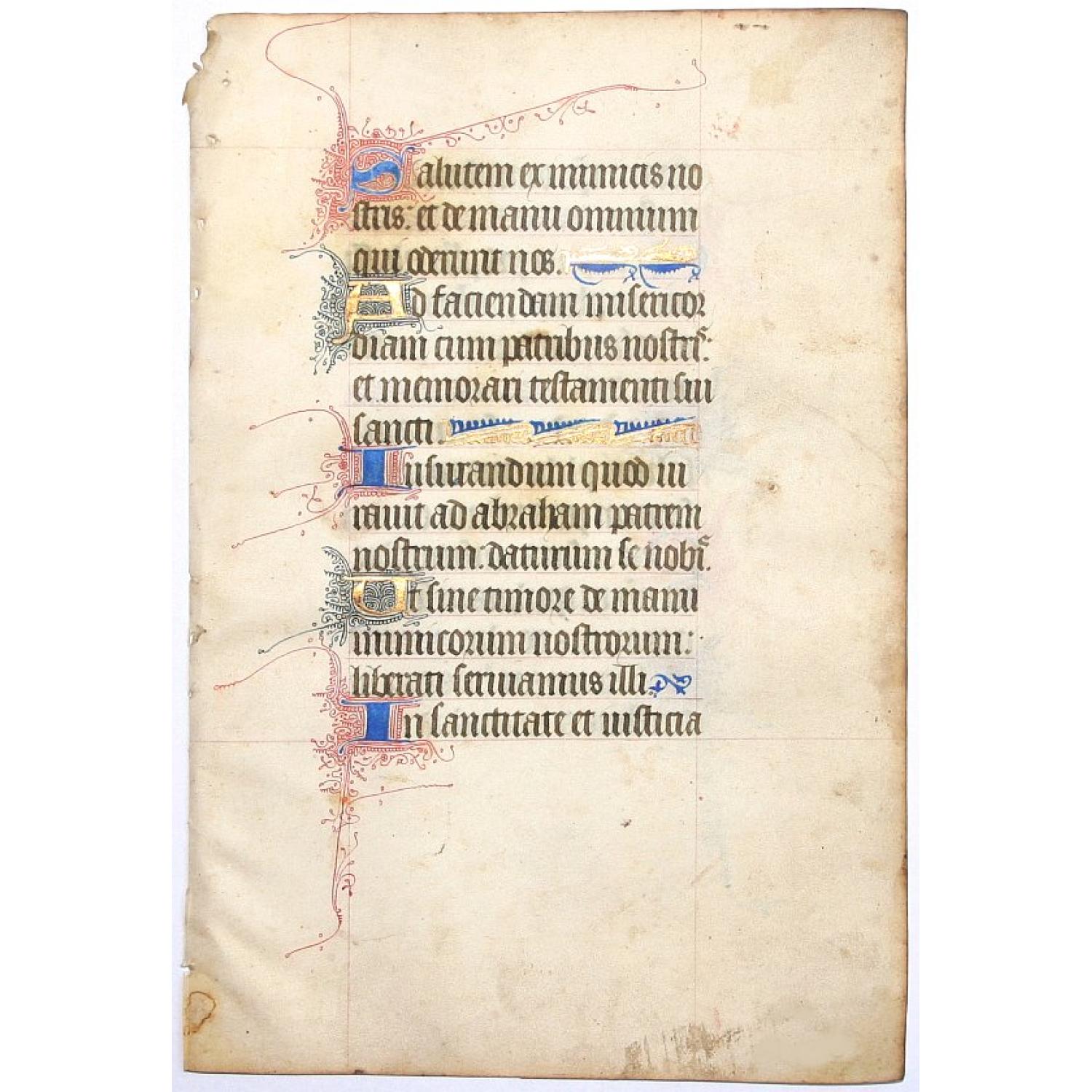 Leaf on vellum from a manuscript Book of Hours.