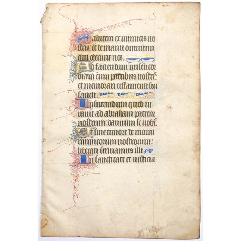 Leaf on vellum from a manuscript Book of Hours.