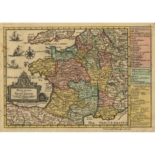 Old map image download for Reise Charte durch Franckreich.