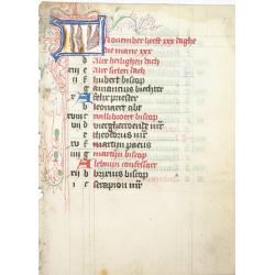 Leaf on vellum from a Dutch manuscript Book of Hours.