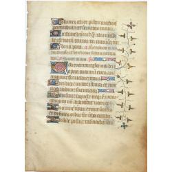 Leaf on vellum from a French manuscript Book of Hours.