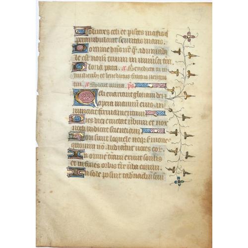 Old map image download for Leaf on vellum from a French manuscript Book of Hours.