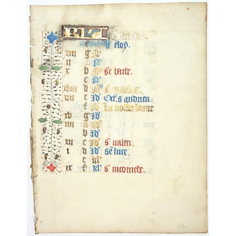 Leaf on vellum from a manuscript Book of Hours.
