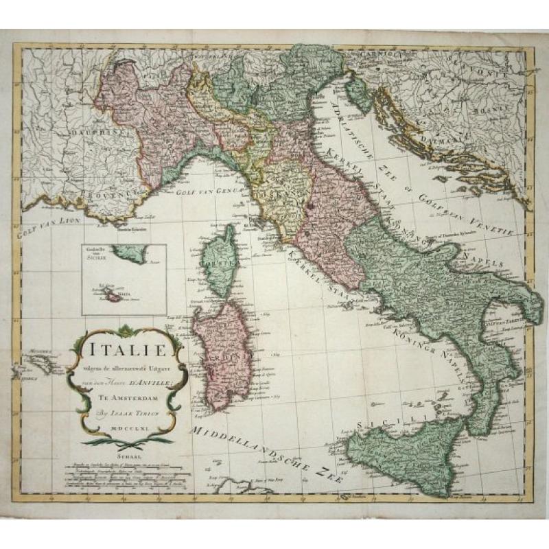 Italie volgens de allernieuwste Uitgave van den Heere d' Anville