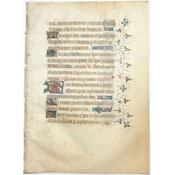 Leaf on vellum from a French manuscript Book of Hours.