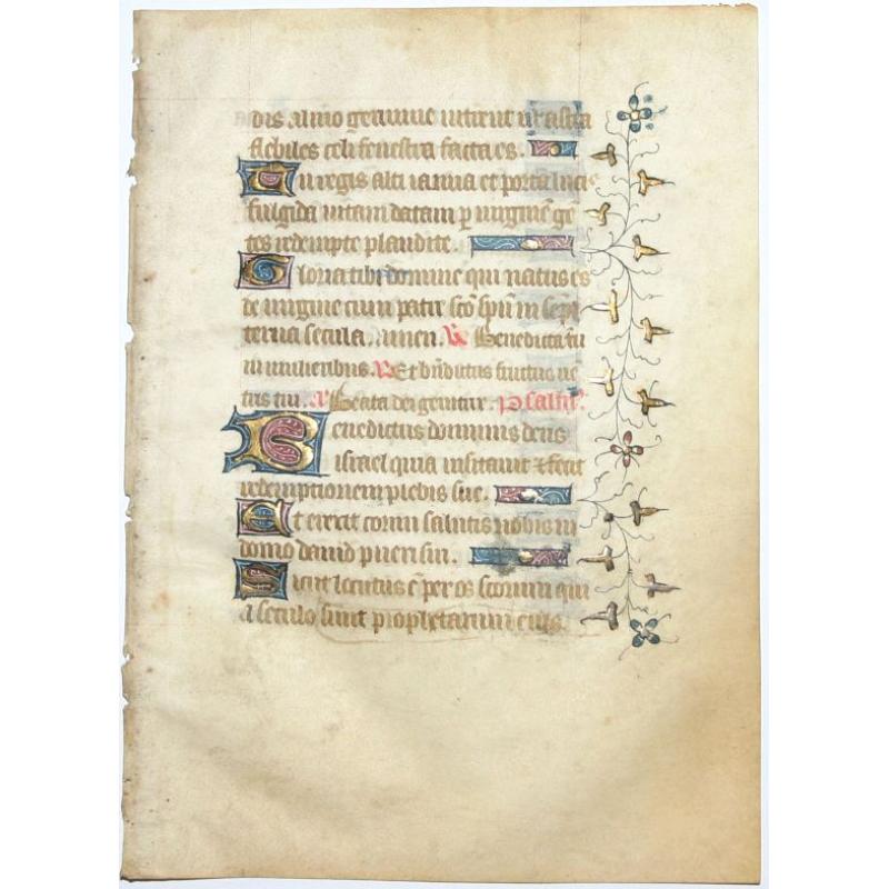 Leaf on vellum from a French manuscript Book of Hours.