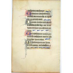 Leaf on vellum from a manuscript Book of Hours.