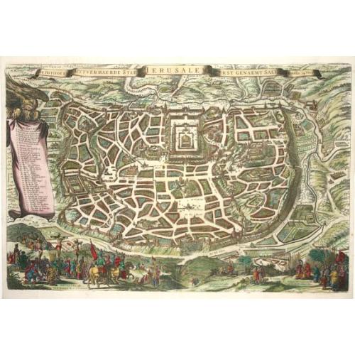 Old map image download for De Heylige en Wytvermaerde Stadt Ierusalem