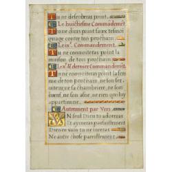 Leaf on vellum from a French manuscript Book of Hours.
