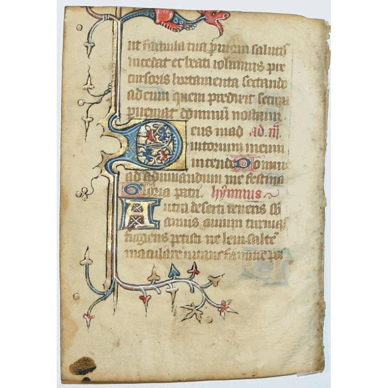 Leaf on vellum from a manuscript Book of Hours.