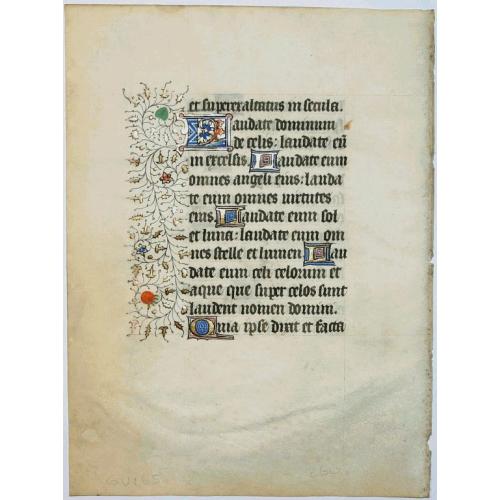 Old map image download for Leaf on vellum from a manuscript Book of Hours.