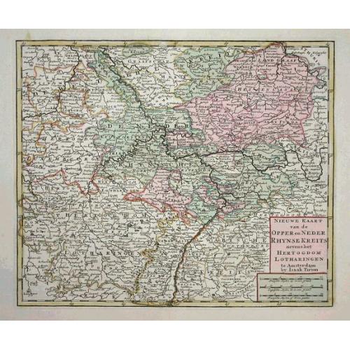 Old map image download for Nieuwe Kaart van de Opper en Neder Rhynse Kreits nevenshet Hertogdom Lotharingen