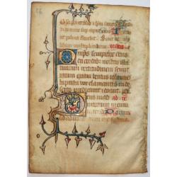 Leaf on vellum from a manuscript Book of Hours.