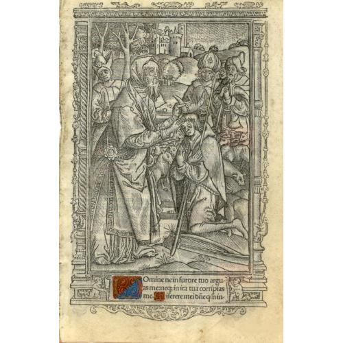 Leaf on vellum from a printed Book of Hours.
