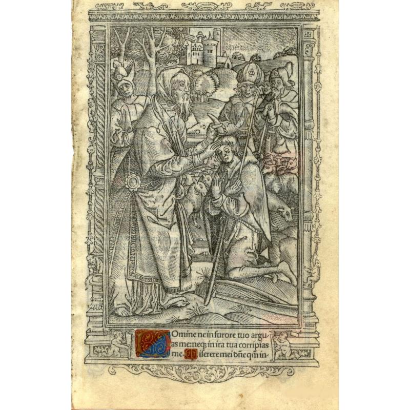 Leaf on vellum from a printed Book of Hours.