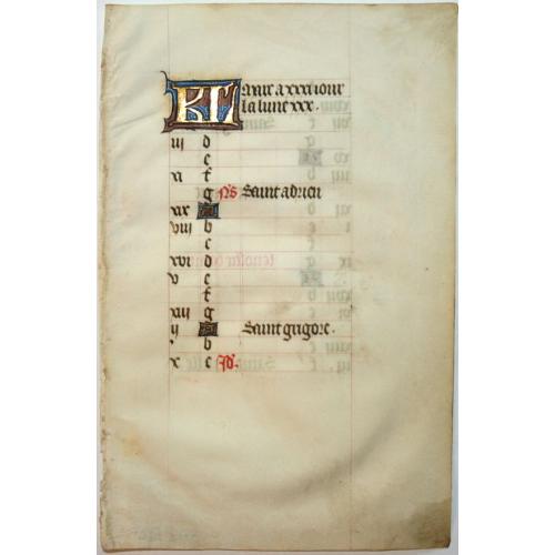Old map image download for Leaf on vellum from a manuscript Book of Hours.