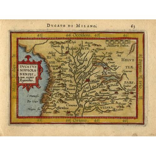 Old map image download for Ducatus Mediolanensis, cum vicinis Regionibus.. 