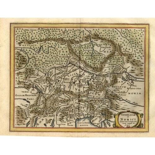 Old map image download for Vindeliciae et Norici Conterminarumque terrarum antiqua descriptio. 