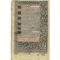 Leaf on vellum from a printed Book of Hours.