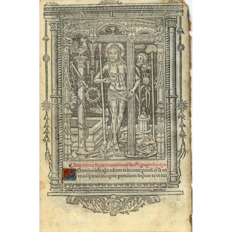 Leaf on vellum from a printed Book of Hours.