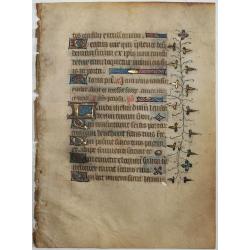 Leaf on vellum from a French manuscript Book of Hours.