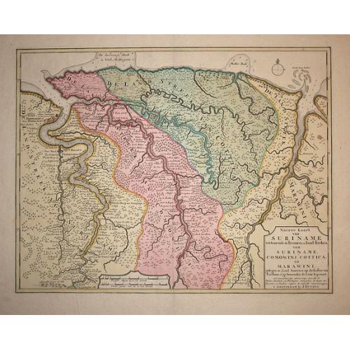 Old map image download for Nieuwe kaart van Suriname..