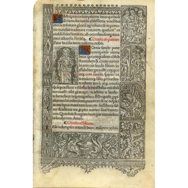Leaf on vellum from a printed Book of Hours.