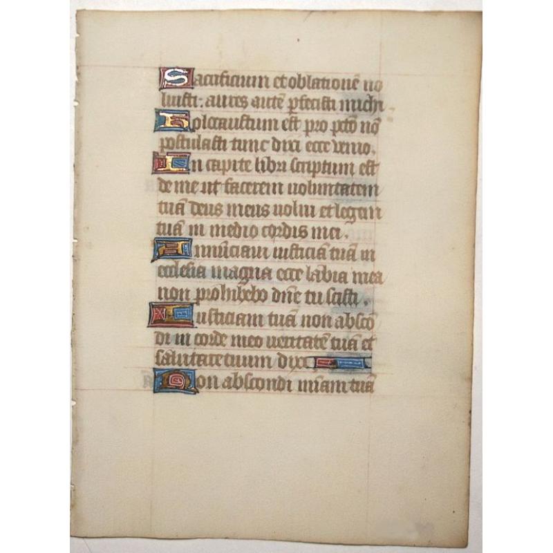 Leaf on vellum from a manuscript Book of Hours.