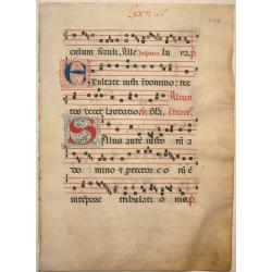 Leaf on vellum from an antiphonary.