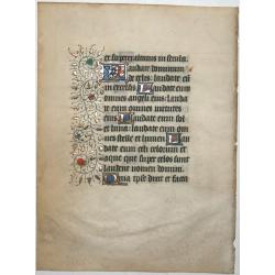 Leaf on vellum from a manuscript Book of Hours.