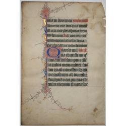 Leaf on vellum from a manuscript Book of Hours.