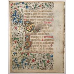 Leaf on vellum from a manuscript Book of Hours.